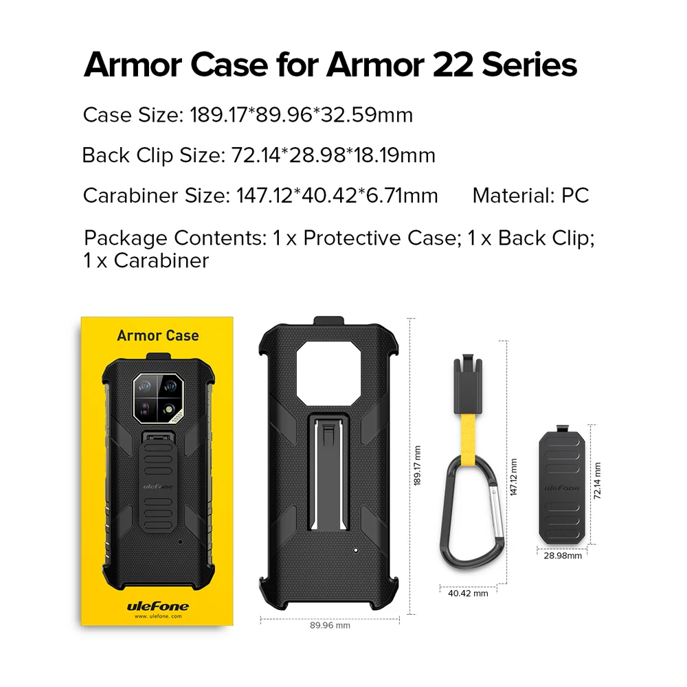 Original Ulefone Phone Case with Belt Clip and Carabiner For Armor 21 Hard  Cover