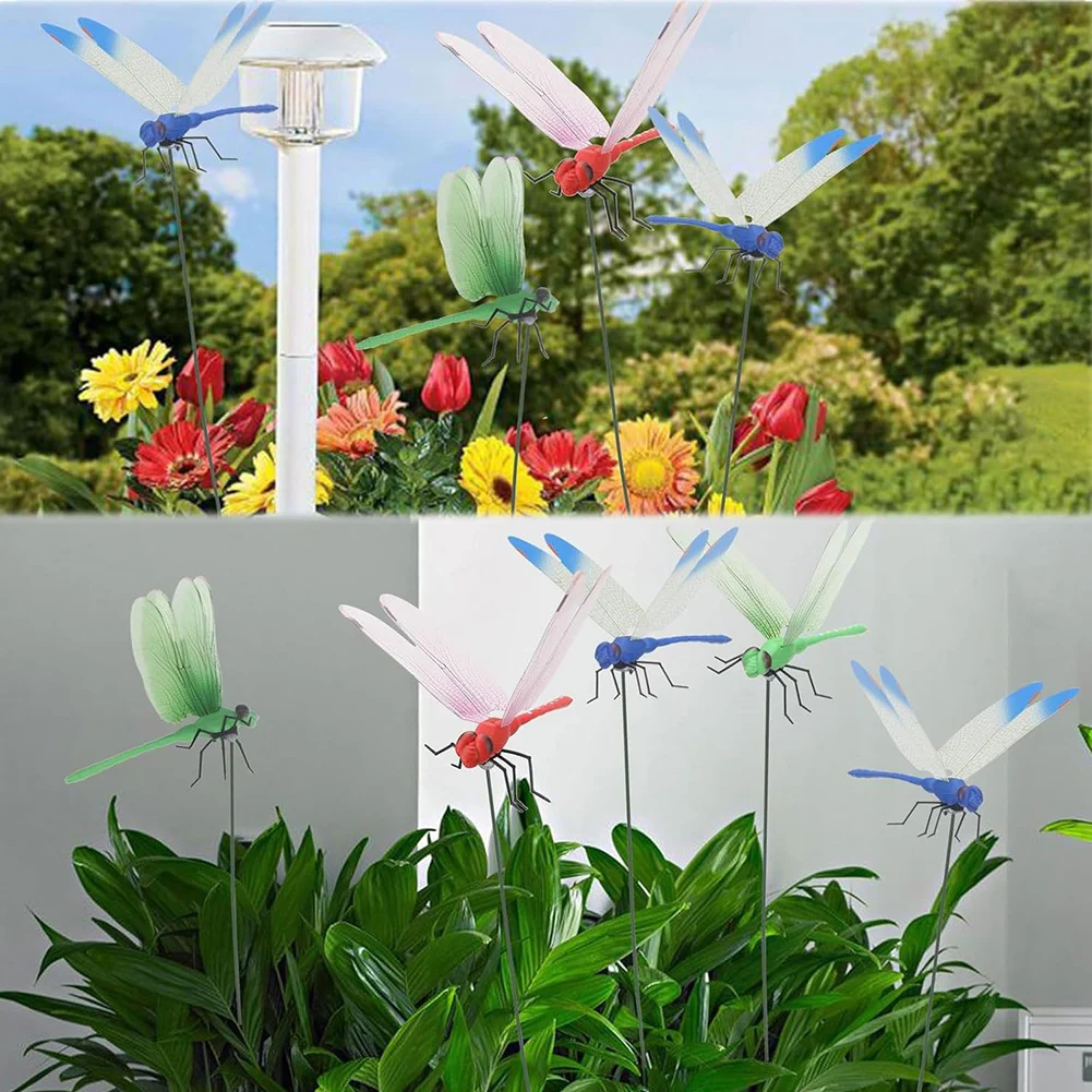 Dragonfly Decoration Garden Art Decor Simulation Dragonfly Clip Bug Deterrent Repellent for Hat Garden Decor