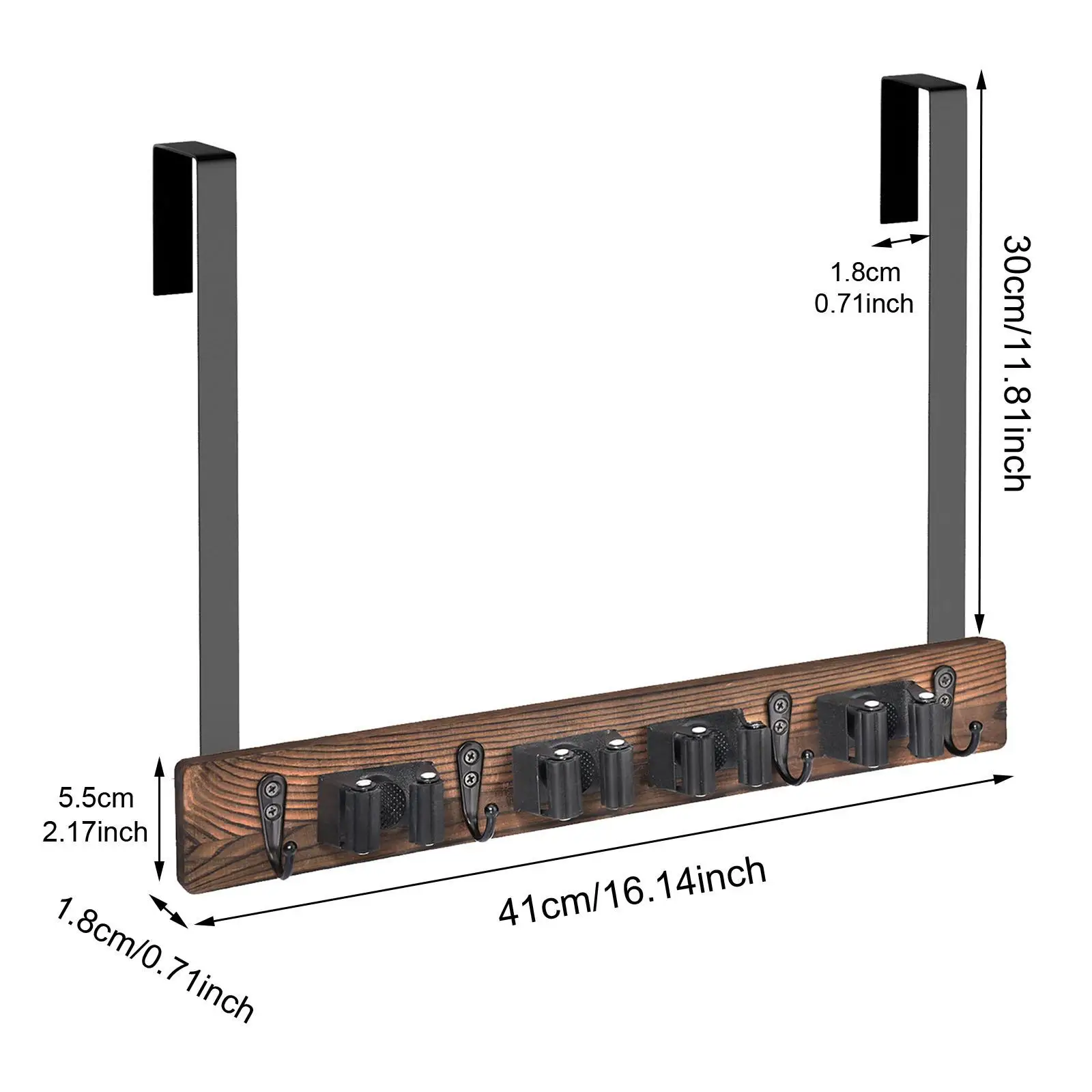 Mop Broom Holder Tool Rack Rustic Wall Mount for Home Laundry Warehouse