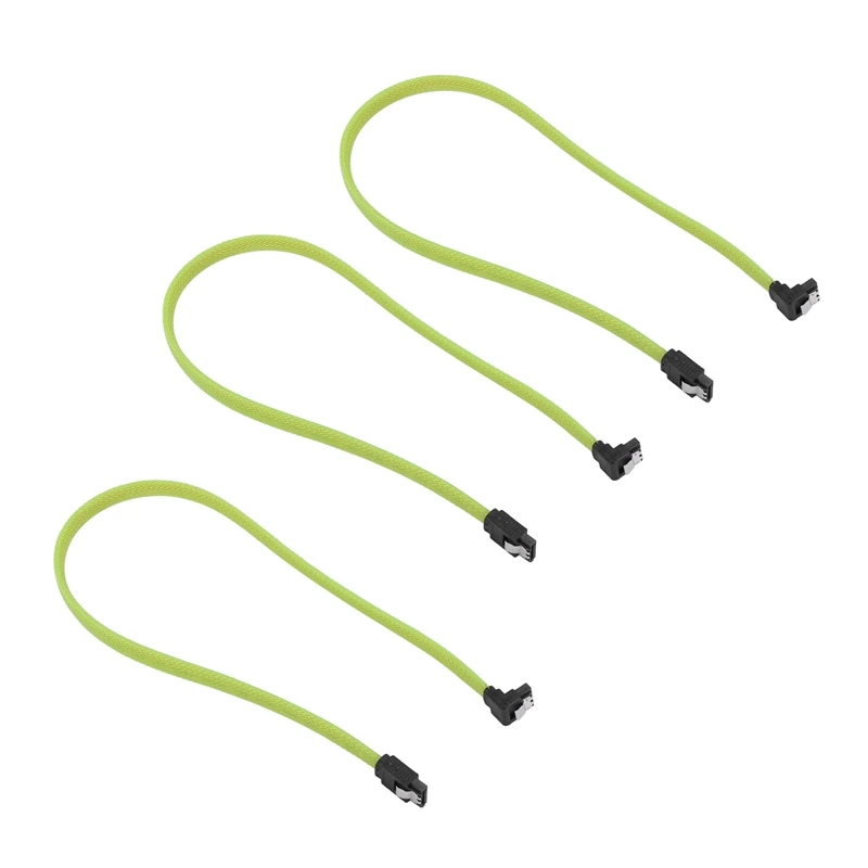 

3X SATA 3,0 III SATA3 7Pin кабель для передачи данных под прямым углом 6 Гбит/с SSD Кабели HDD жесткий диск кабель для передачи данных с нейлоновой втулкой (зеленый)