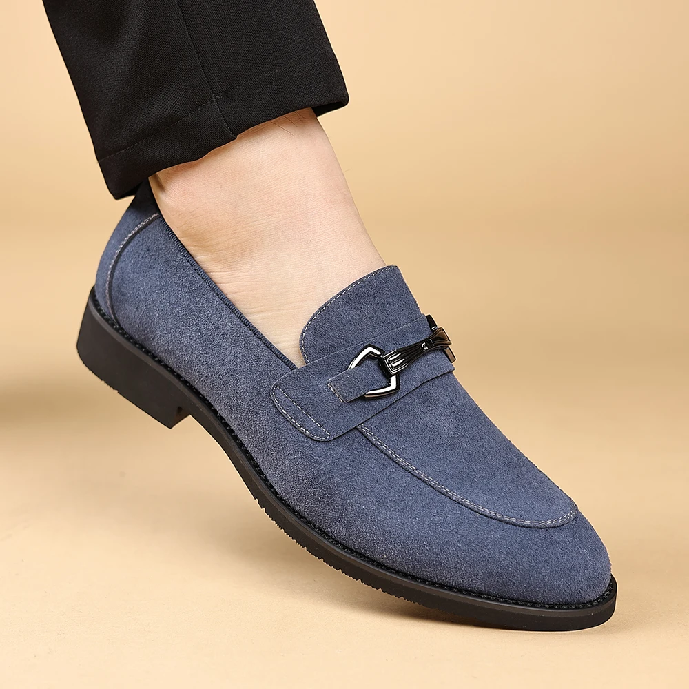 جديد الرجال بلون الجلد المدبوغ مشبك معدني المتسكعون مكتب الأعمال عادية المضادة للانزلاق حذاء رسمي مريح لينة سوليد كسول الأحذية