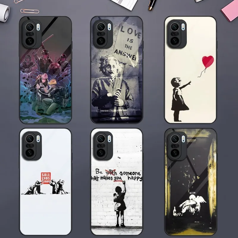 Custodia Per Telefono Banksy Graffiti War Per Xiaomi 13 10 10T 11I 11T Redmi Note 8 9 11 11S Pro Poco M4 X3 F3 Glass Design Cover