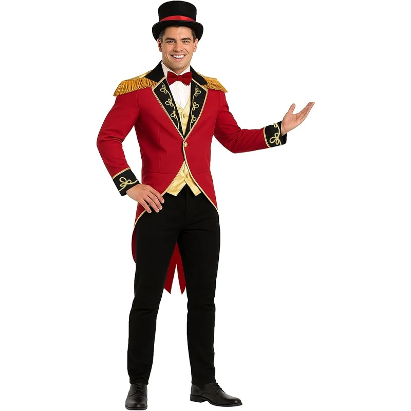 Abbigliamento medievale per uomo Colletto rialzato retrò Circo Smoking da gentiluomo Costumi da spettacolo Costume da festa di carnevale in stile punk - immagine 3