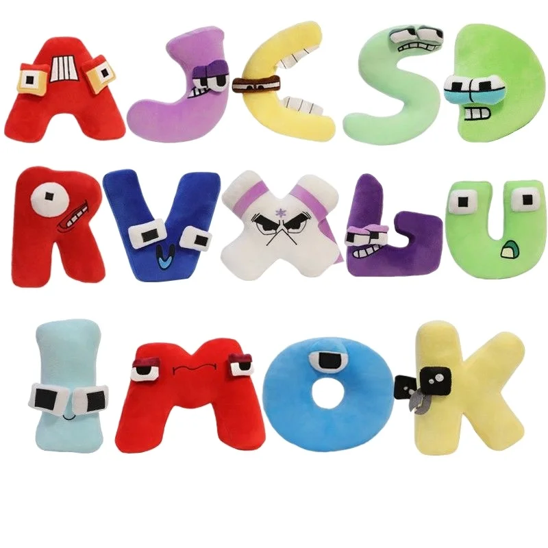 Anime Alphabet Plush Toys English Letter Alphabet Doll Stuffed Plushie Educational Toys Birthday Gift for Kids Children