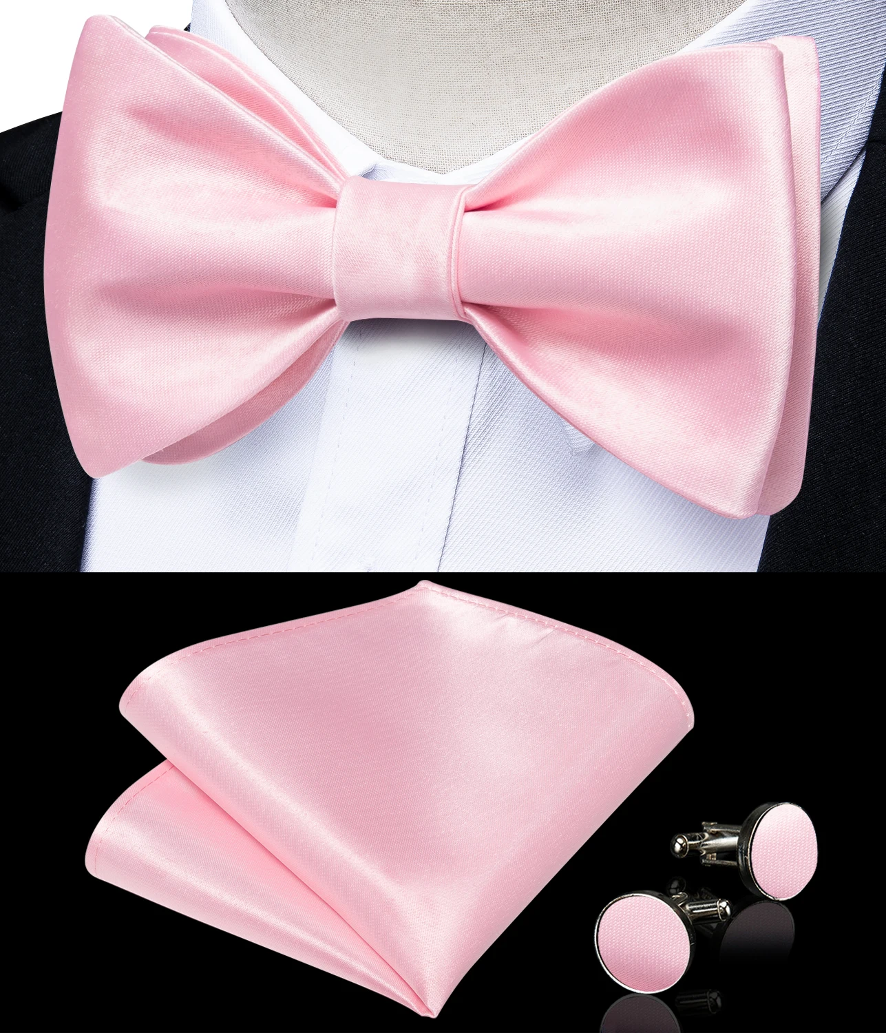 

Fashion Bow ties For Man Luxury Silk Wedding Self-tie Bowties Party Causal Buttewrfly Knots Men Acessories Hanky Cufflinks Sets