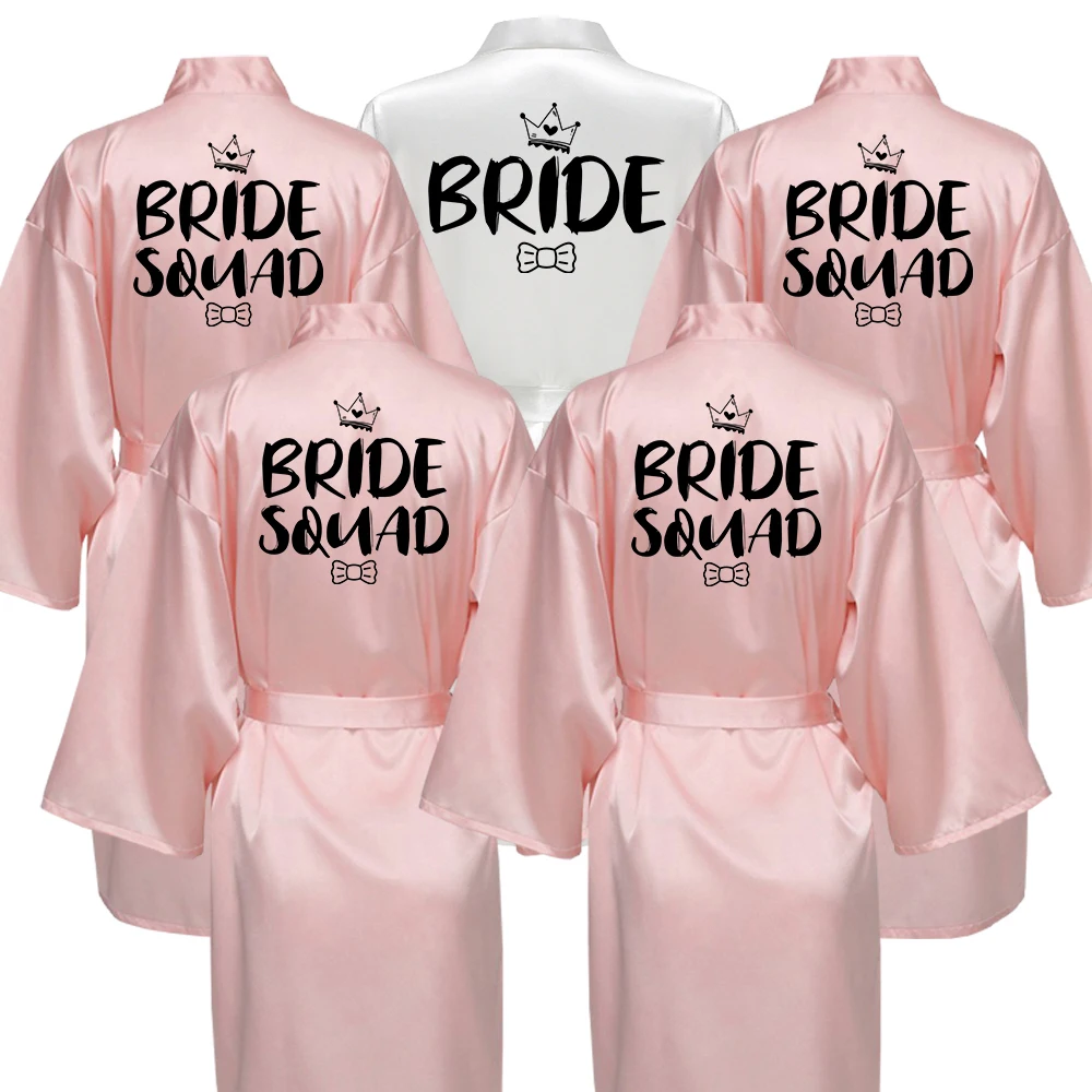 

Satin Silk Robes Wedding BathRobe Bride Bridesmaid Dress Gown Women Clothing SleepwearZK12