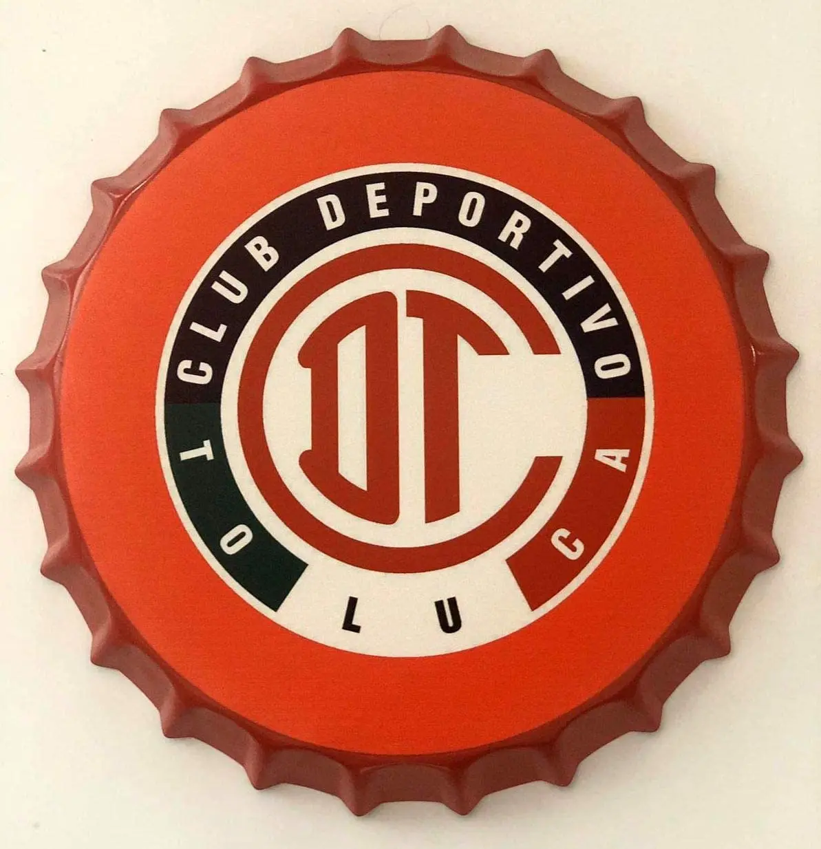 

CustomVinylDecals Toluca Futbol Mexico Decorative Bottle Cap Metal Tin Sign Diameter Wall Art Plaque Vintage Home Decor - Bonus