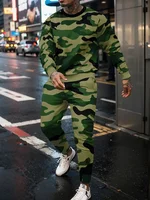 New Men's Long Sleeve Suit 3D Printed Hip Hop Street Style Spring And Autumn Round Neck Sweatshirt And Trousers Jogging Suit 2