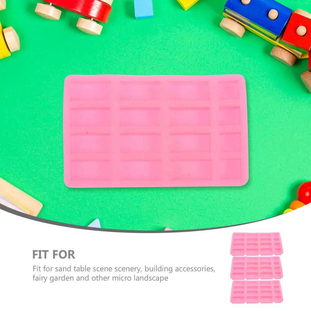 3Pcs DIY 미니 벽돌 만들기 금형 모래 테이블 실리콘 금형 벽돌 건축 도구 모래 테이블 풍경 마이크로 용품