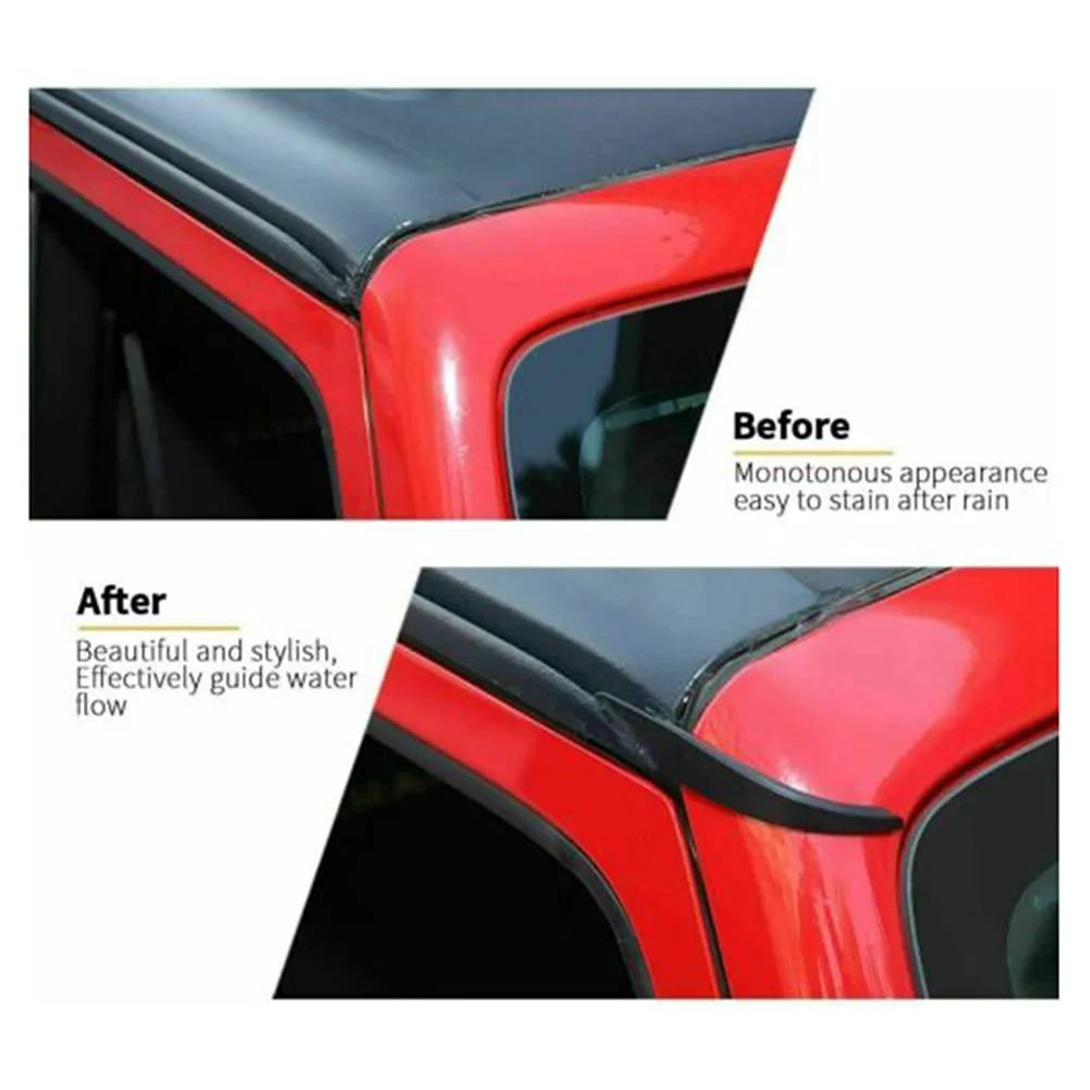 

2PCS/set Car Top Roof Water Rain Gutter Extension Slot Fits For Jeep Wrangler JK 2007-2017 Rainwater Diversion Channel Part