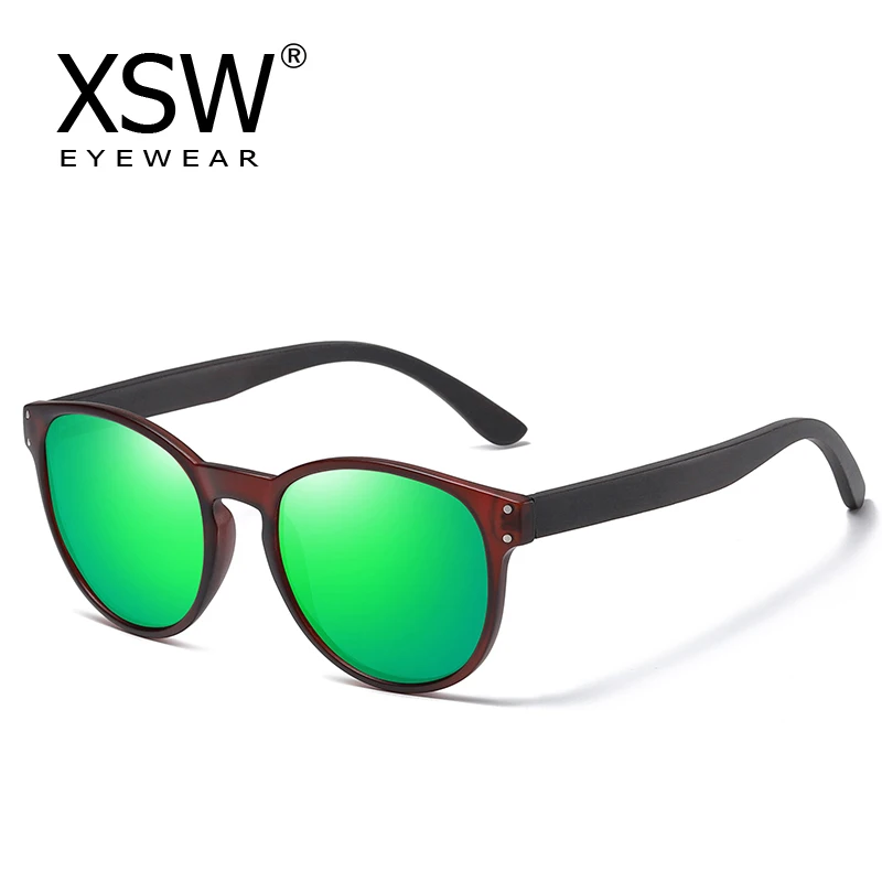 

Очки солнцезащитные XSW поляризационные для мужчин и женщин, брендовые классические зеленые солнечные очки в круглой оправе, с деревянными дужками, 5091 г