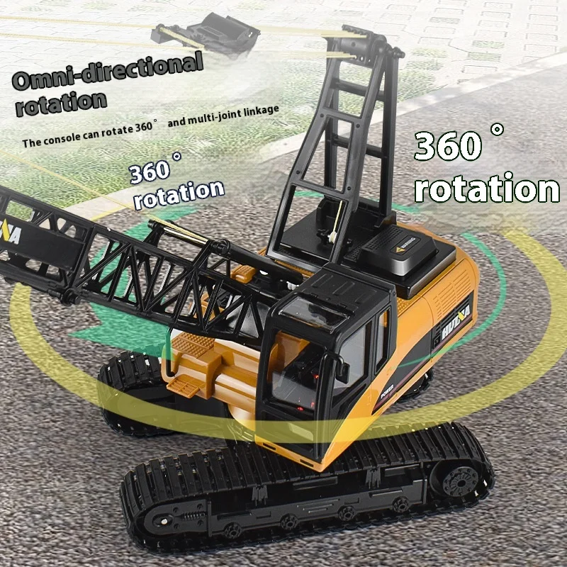 HUINA 572 1:14 RC Truck Crane 15 Channels Metal Alloy Tractor Engineering Car 2.4GHz Remote Controlled RC Crane Toys for Boys 3