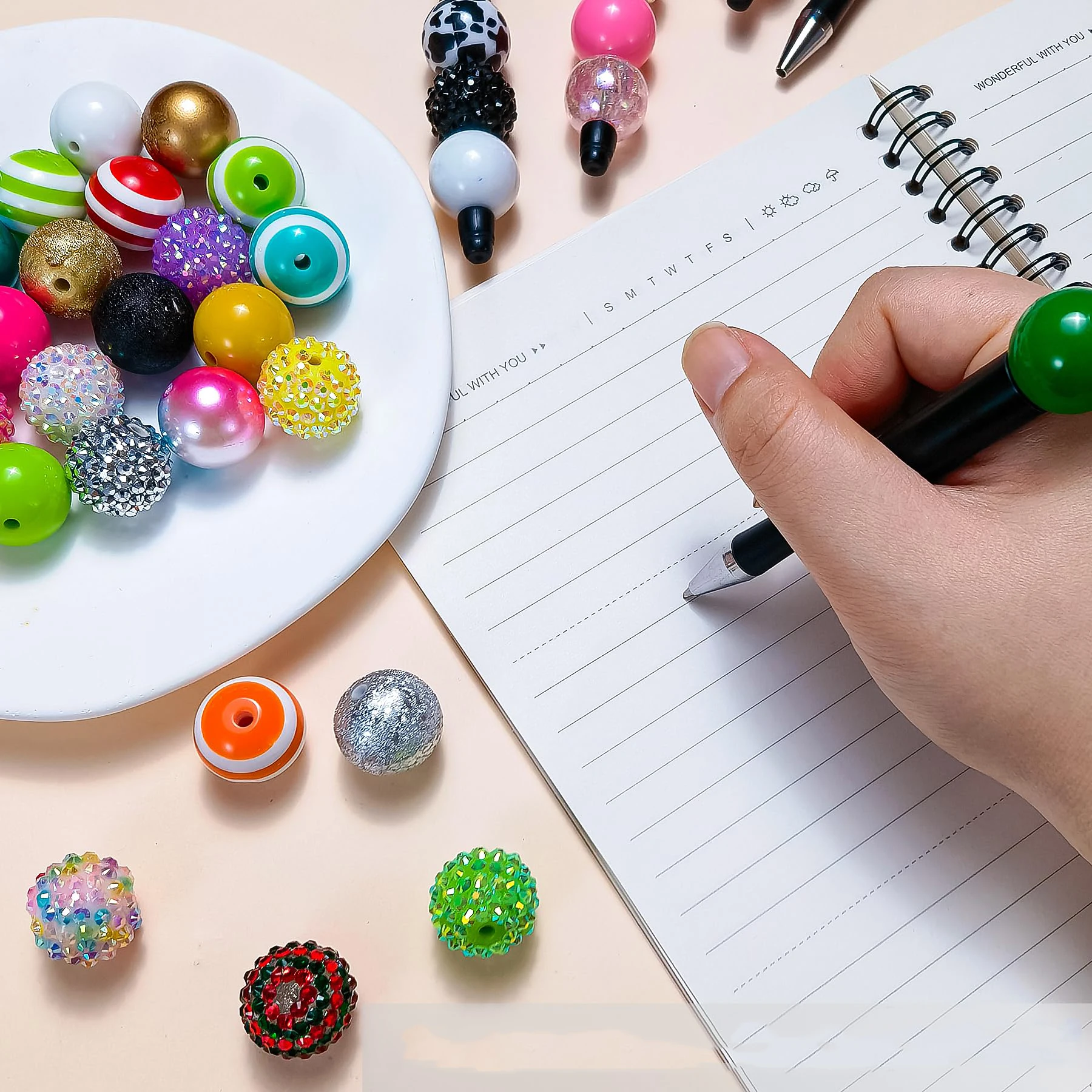 Black Beadable Ballpoint Pens - Creative DIY Gift Set (30-Pack) for Students & Office Supplies