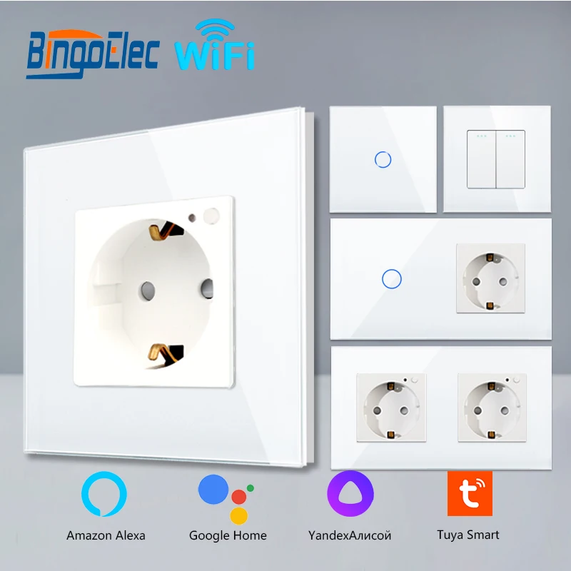 Белый Умный выключатель Bingoelec для умного дома и Wi-Fi розетка монитор питания с