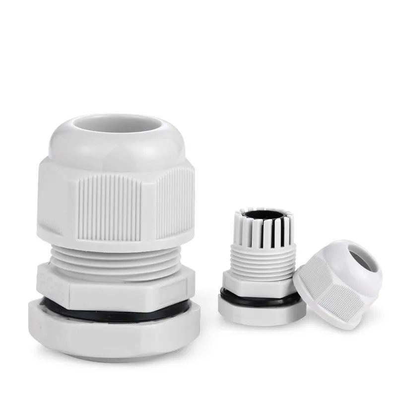 Waterproof Cable Gland Cable entry IP68 PG7 3-6.5mm PG9 PG11 PG13.5 PG16 PG19/21 White Black Nylon Plastic Connector 10pcs