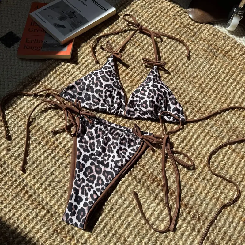 Sexy Leopard Bikini Suit Women Strap Push Up Swimsuit