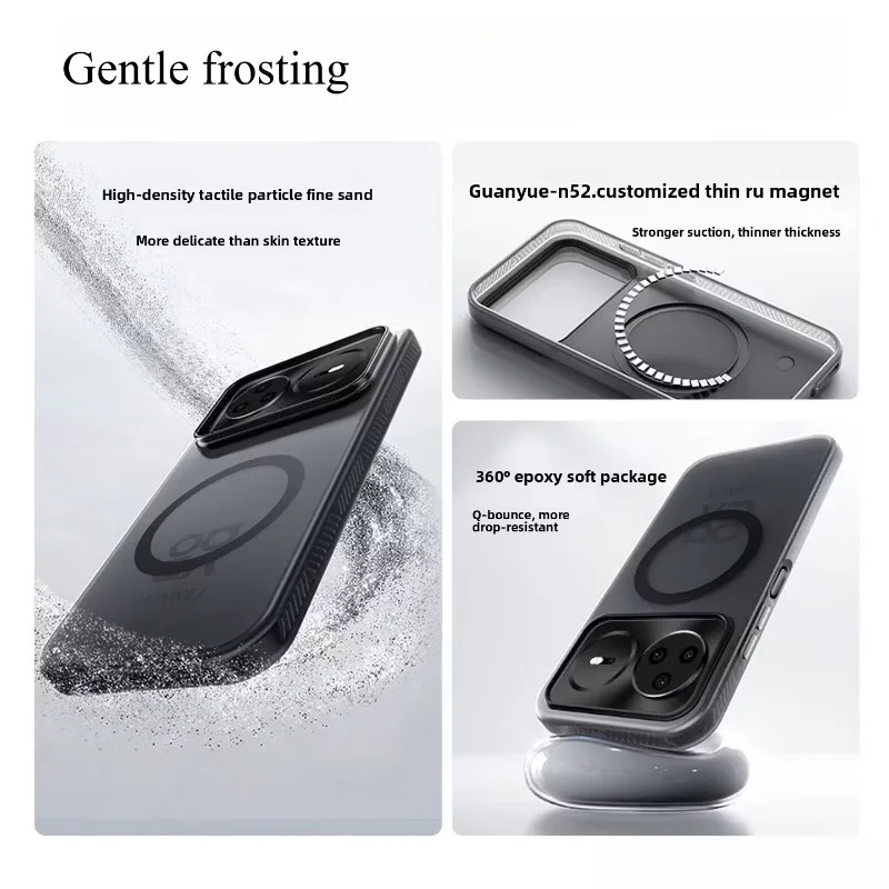 Magnetic Frosted Anti-Slip Acrylic Case with Shockproof Protection