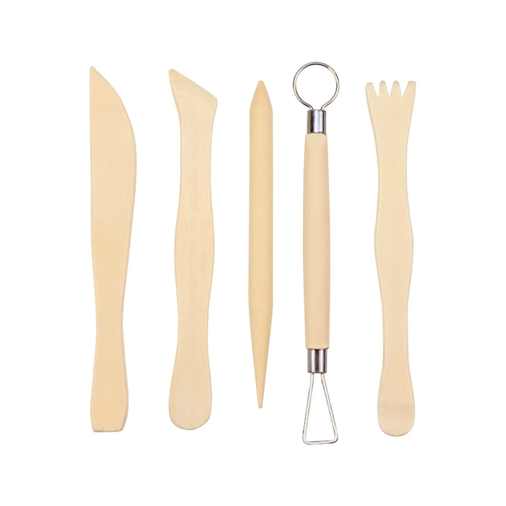 5pcs Sculpting Kit Clay Tools Doublehead Wooden Pottery Clay Sculpture
