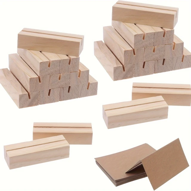 Portacarte In Legno Di Faggio - 12 Pezzi 15cm Per Matrimoni, Ristoranti E Eventi, Portamenu E Portanumeri