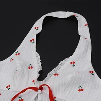 FZCSPEED  Sleeveless Printed Halterneck V-neck Crop Top Backless Cherry Print Bow Slim Fit Crop Top - Image 5