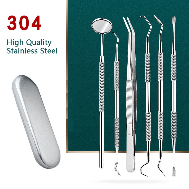 304 Stainless Steel Dental Tools Mouth Mirror Probe Tartar Protector Tartar Tools Dentist Tool Set Decalcification 3