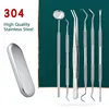 304 Stainless Steel Dental Tools Mouth Mirror Probe Tartar Protector Tartar Tools Dentist Tool Set Decalcification 3