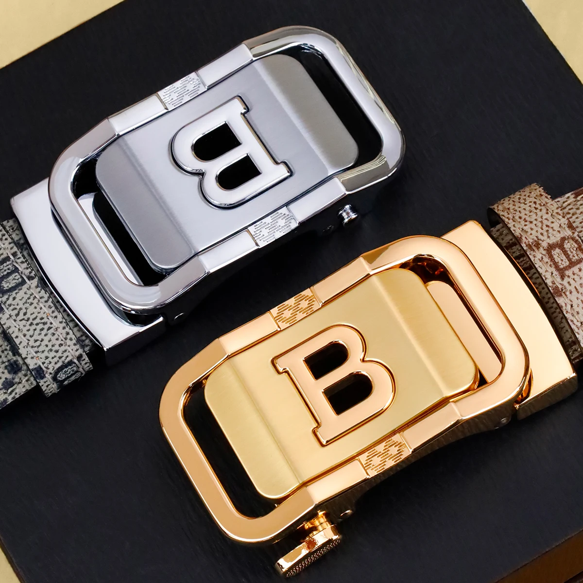 Men's Premium Leather Belt with Automatic Buckle - Casual & Business Style