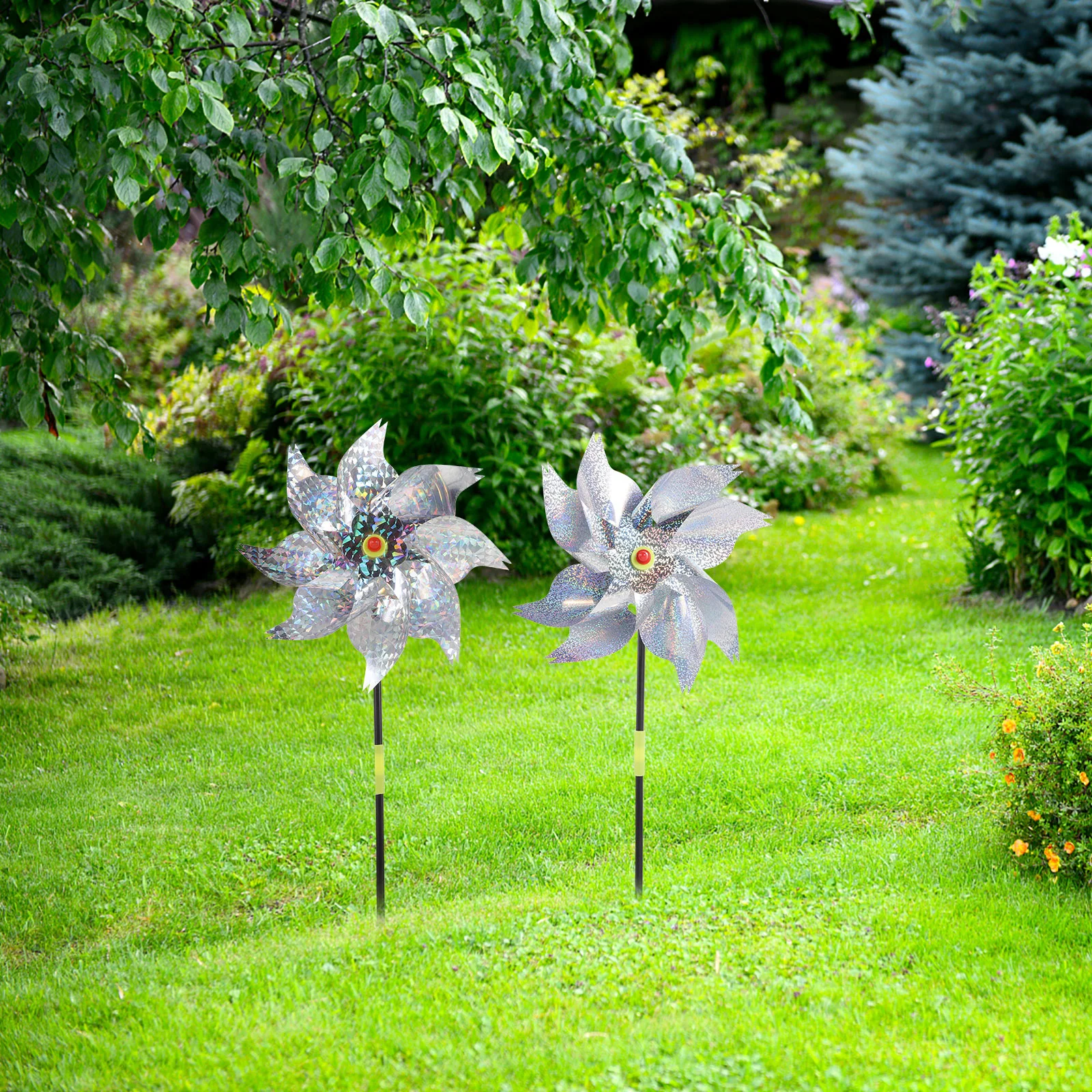 

4 Pcs Reflective Bird Repeller Garden Deterrent Decor Decorative Craft Ornament Wind Spinner Plastic Decoration Laser Yard