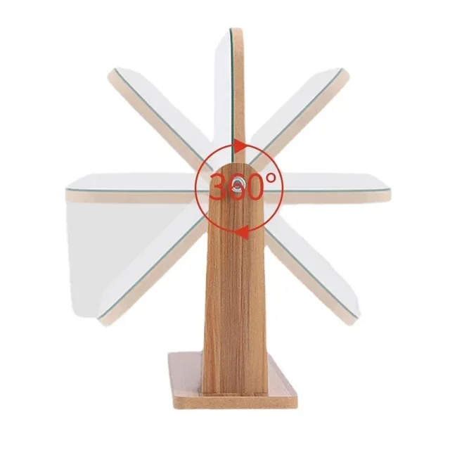 Miroir de courtoisie de commode avec support en bois naturel, miroir grossissant rotatif 1x360 degrés, miroir de comptoir de Table Portable pour salle de bain 3
