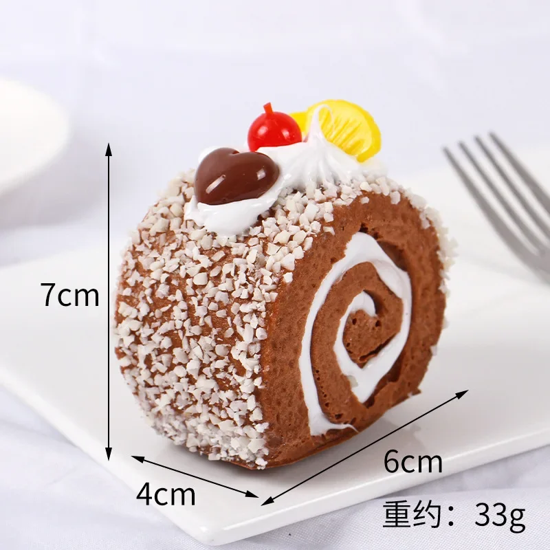 Artificial Roll Cake Fruit SwissRoll Towel Fake Cake Dessert Cute Model Photography Props Simulation Window Display Home Decor food model,food photography props,kitchen food toys,fake food prank toys