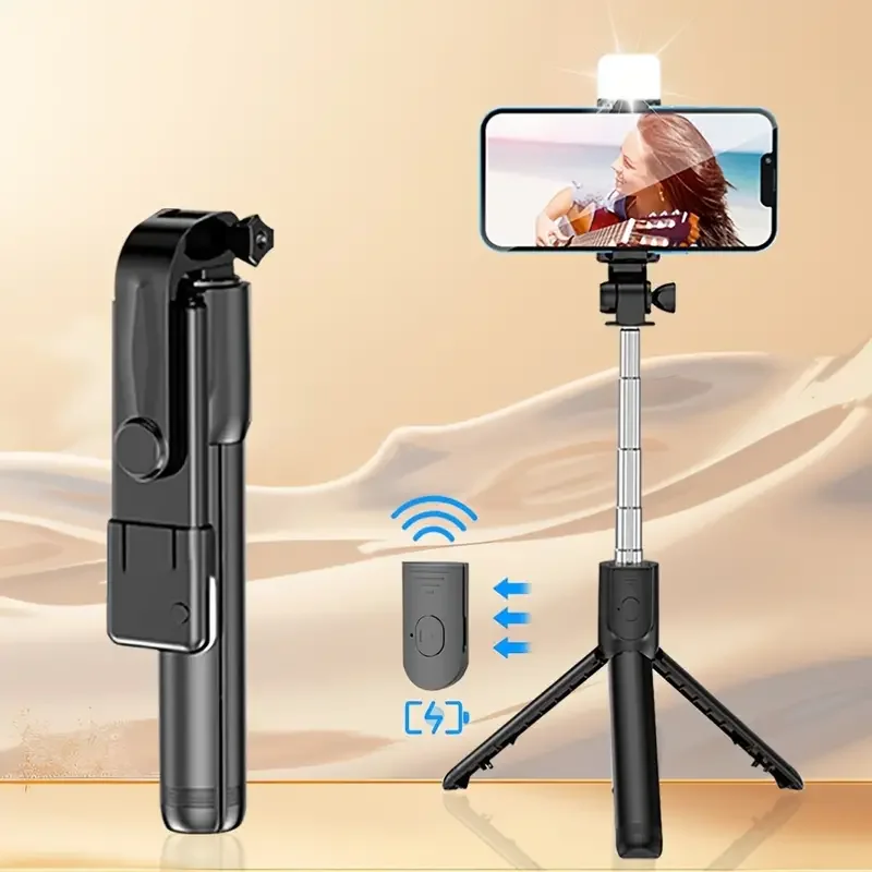 Bluetooth Wireless Selfie Tripod 3In1 Bluetooth Wireless Selfie Tripod With Fill Light Shutter Remote Control Portable Foldable Monopod For iPhone Smart Phone