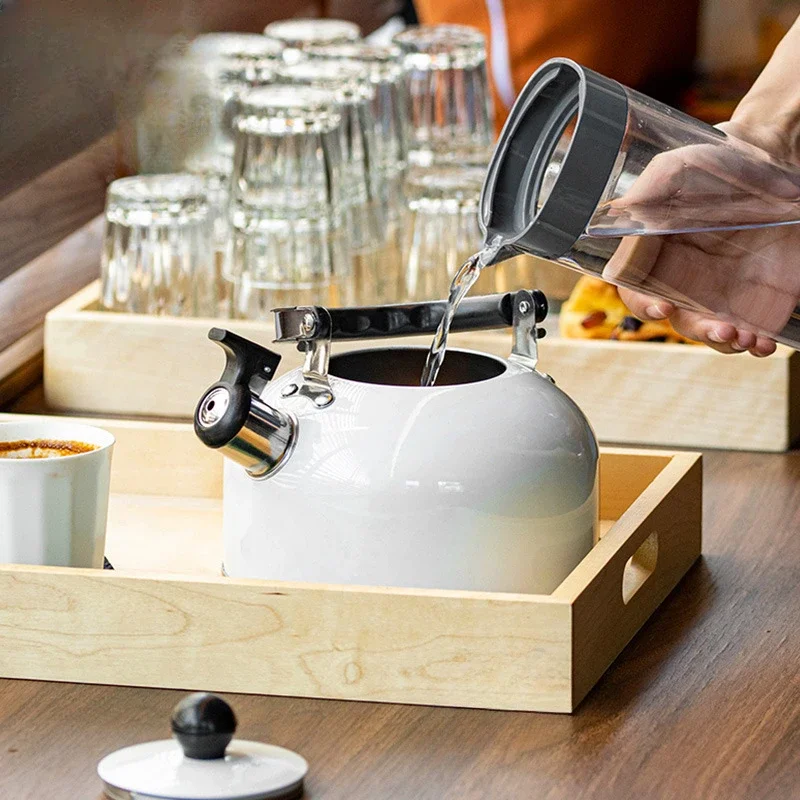 White Spray Painted Whistle Kettle Gas Stove Kettle for Boiling Water 3L Teapots to Boil Water Stainless Steel Teapot Dining whistling teapot tea kettle