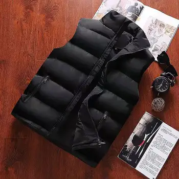 Mens Vest Jacket Warm Sleeveless Jackets Winter Waterproof Zipper Coat Autumn Stand-up Collar Casual Waistcoat Brand Clothing 2