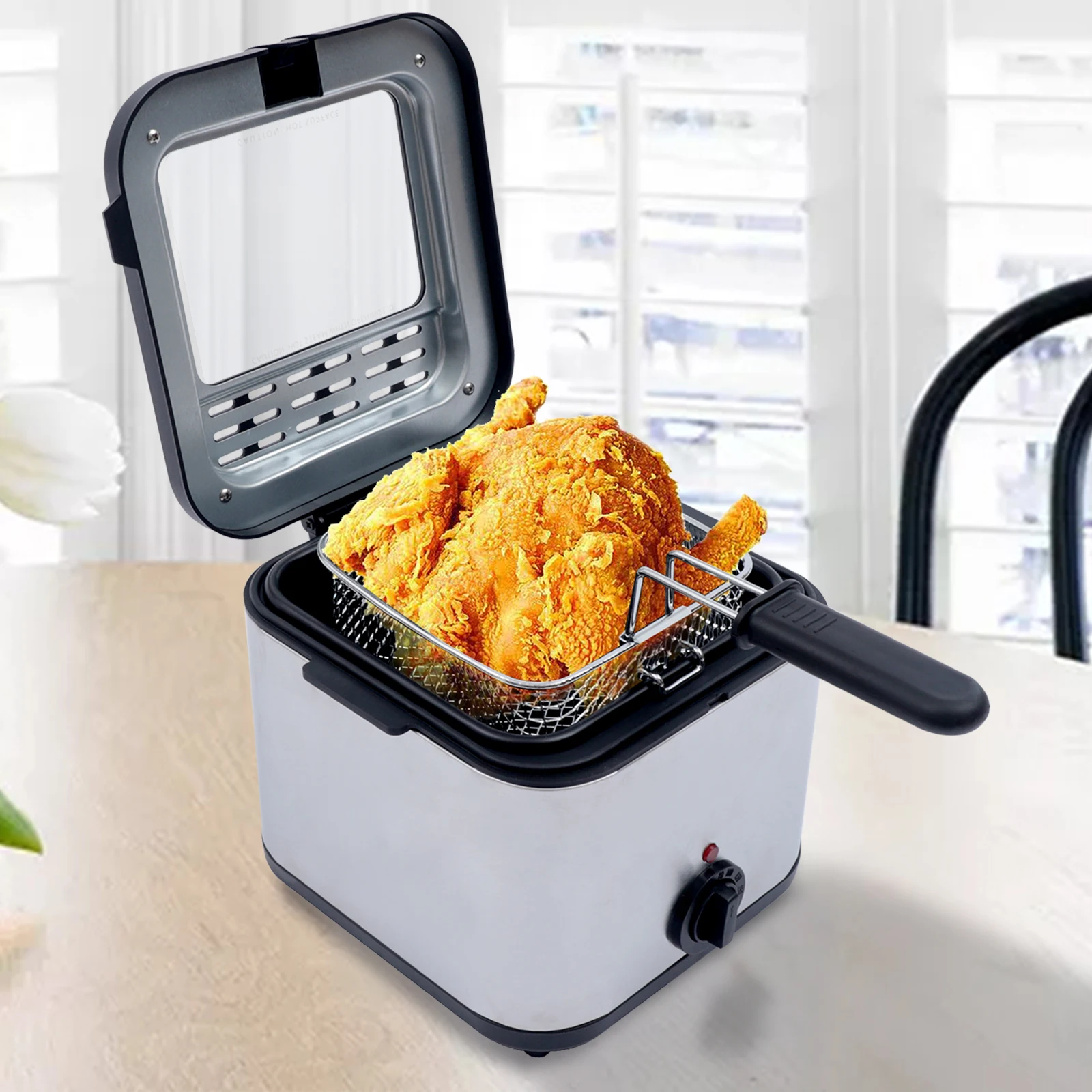 

Electric Deep Fryer With Basket Small Fryer Stainless Steel Fish Fryer 1KW 2.5L