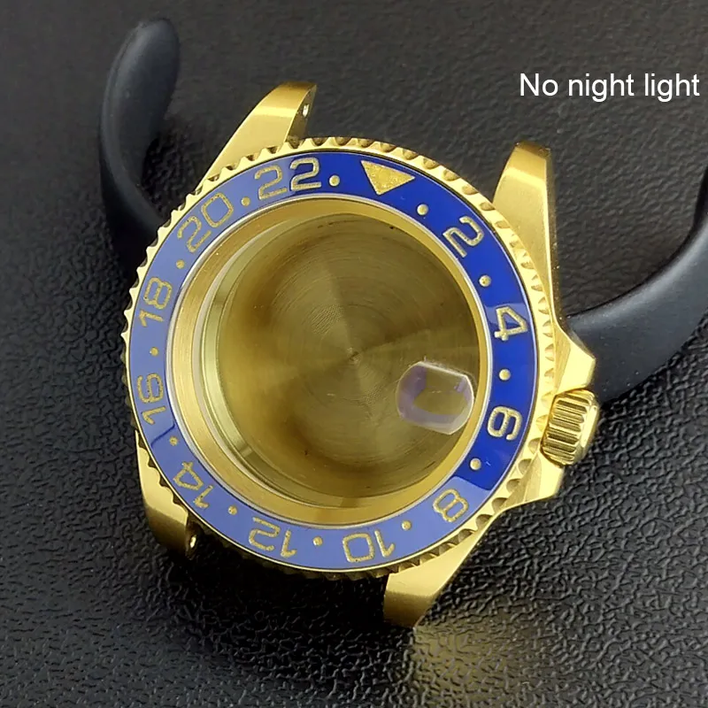 40MM Sapphire Glass GMT Bidirectional Rotation Watch Case with Accessories