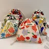 Cotton Fabric Floral Drawstring Bags Cosmetic Bag Lipstick Toiletry Makeup Organizer Coin Pocket Bags Purse Canvas Storage Bag 1