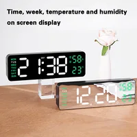 Digital Wall Clock Large LED Alarm Clocks Date Week Temperature Dual Alarms Display Clock Brightness Adjustment Home Decoration 4