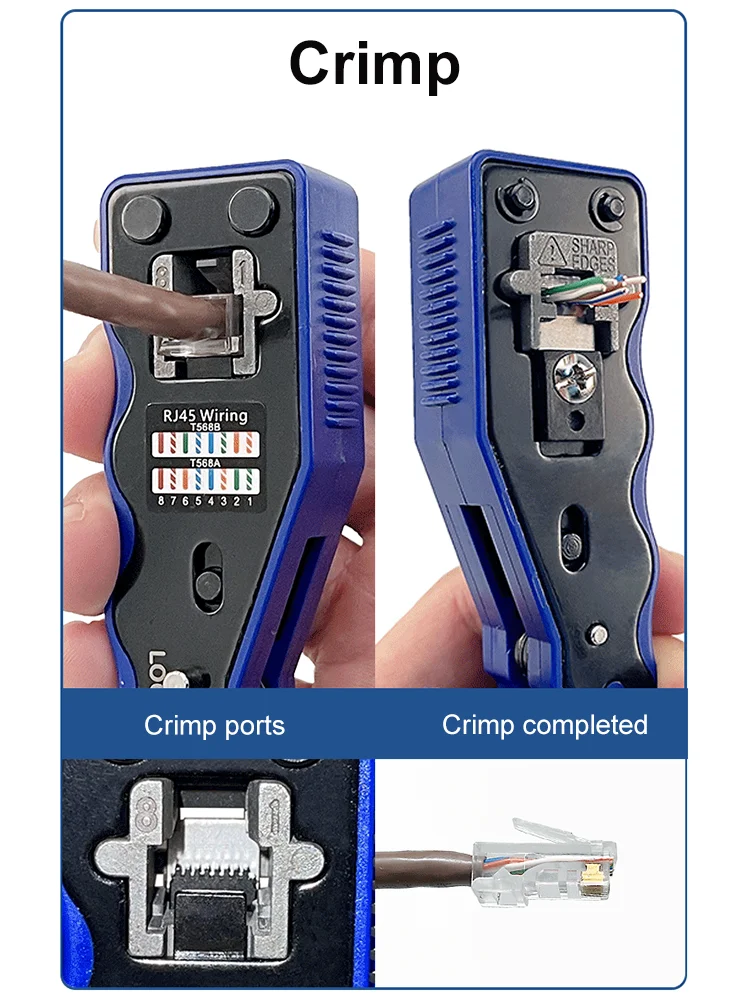 Rede Crimper Ferramentas Cabo Ethernet Stripper Através do Furo Conector Cat5 Alicate Pressionando Braçadeira de Fio Tongs Clip Rj45 - Imagem 3