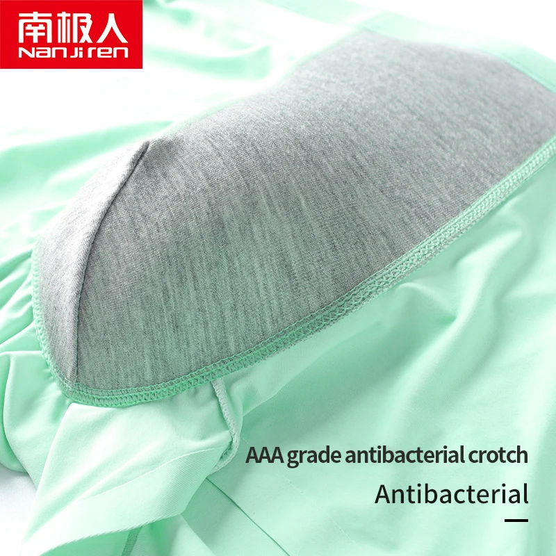 Nanjiren Men Underwear Graphene 3A Grade Antibacterial Boxer Ice Silk Solid Underpants Breathable Soft High Elsatic Male Panties