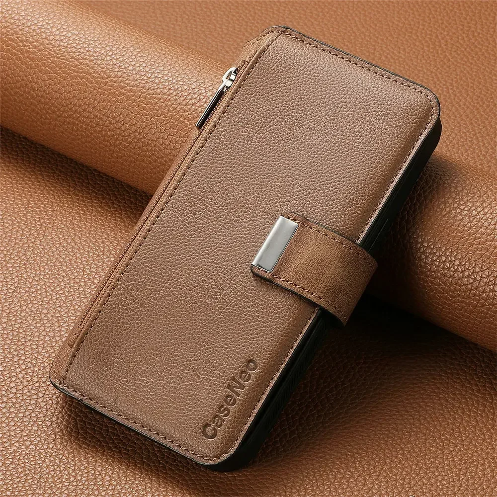 Leather RFID Wallet & Case with Zipper – Fits Honor and Huawei Smartphones
