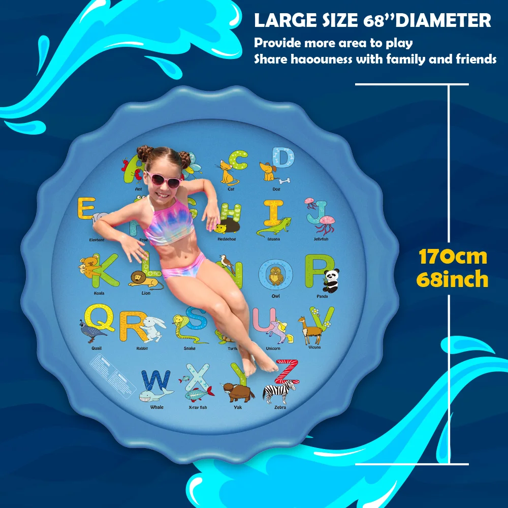 170cm  Kids Inflatable Round Water Splash Toy Play Pools Children Outdoor Funny Toys Playing Sprinkler Mat Yard Water Spray Pad 3