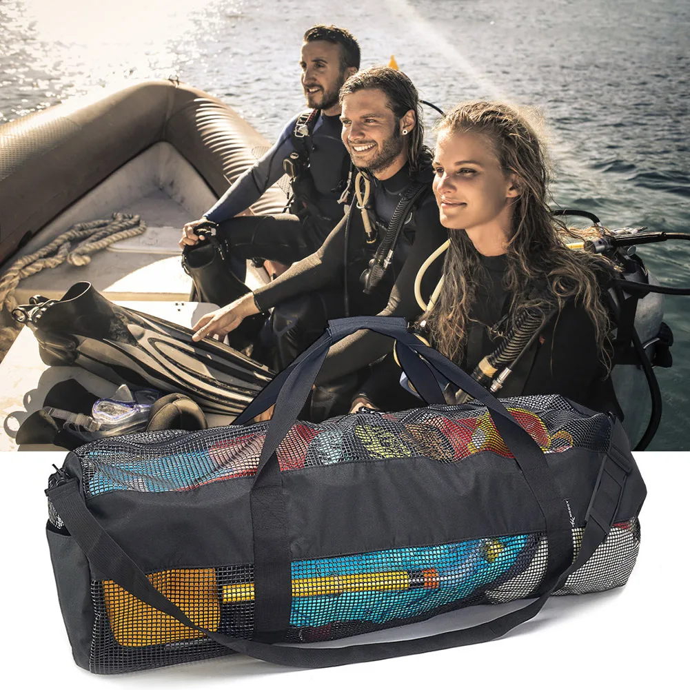 Multifunctional Snorkeling Equipment Storage Bag Large Capacity Beach Storage Bag Mesh Gear Bag for Surfing Swiming Scuba Diving