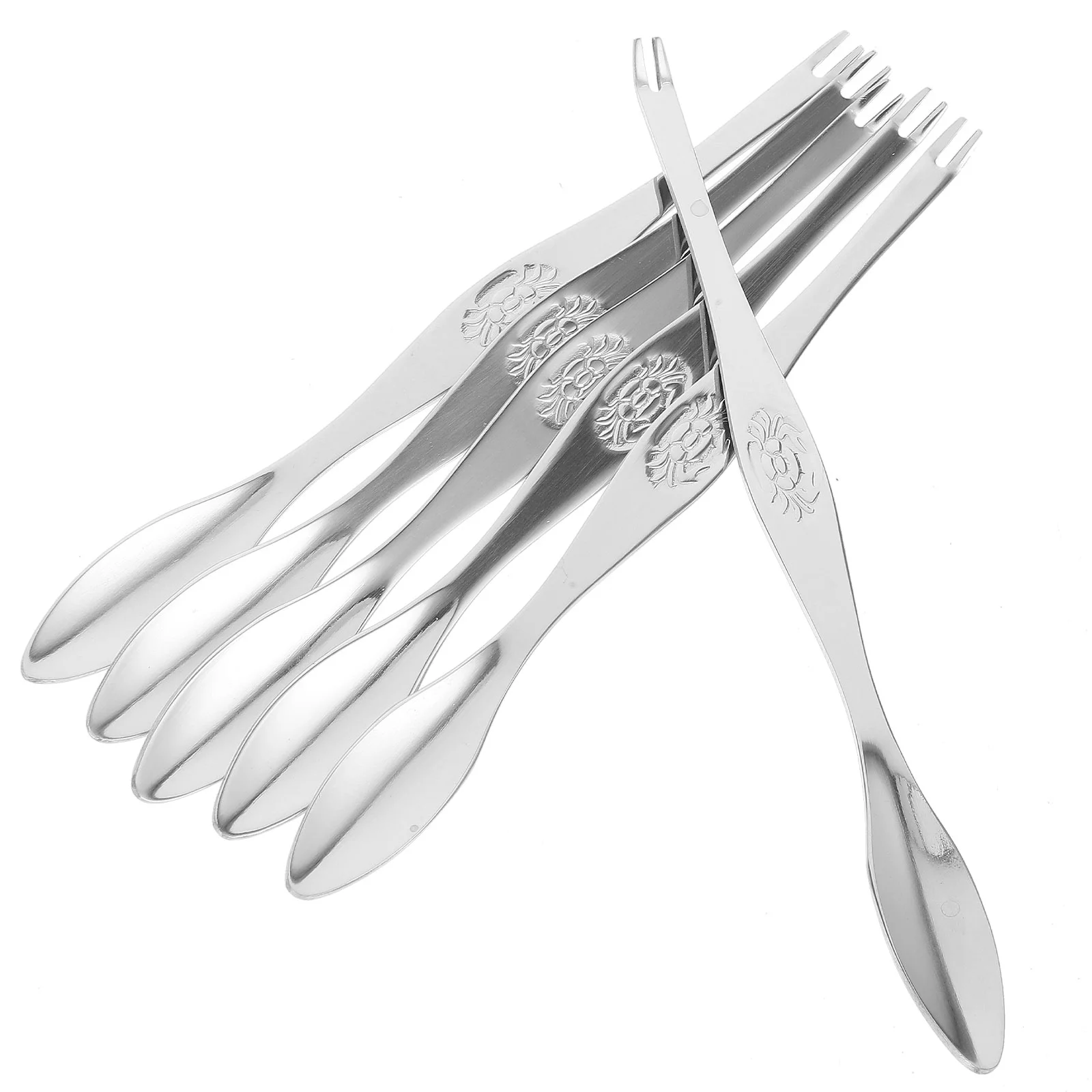 

6 Pcs Pickles Crackers Crab Fork Seafood Tool Nut Needle Stainless Steel Eatting