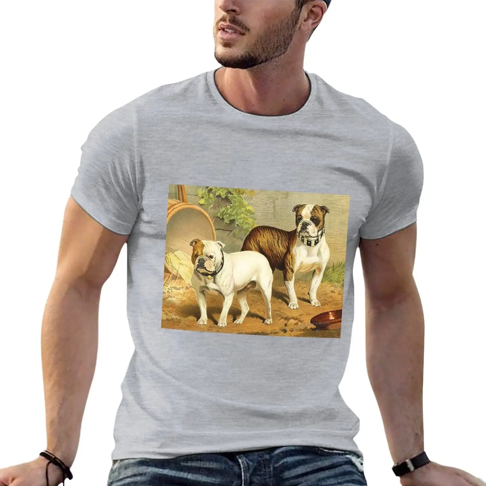 

Vintage Painting of English Bulldogs T-Shirt customizeds heavyweights sweat shirts, men
