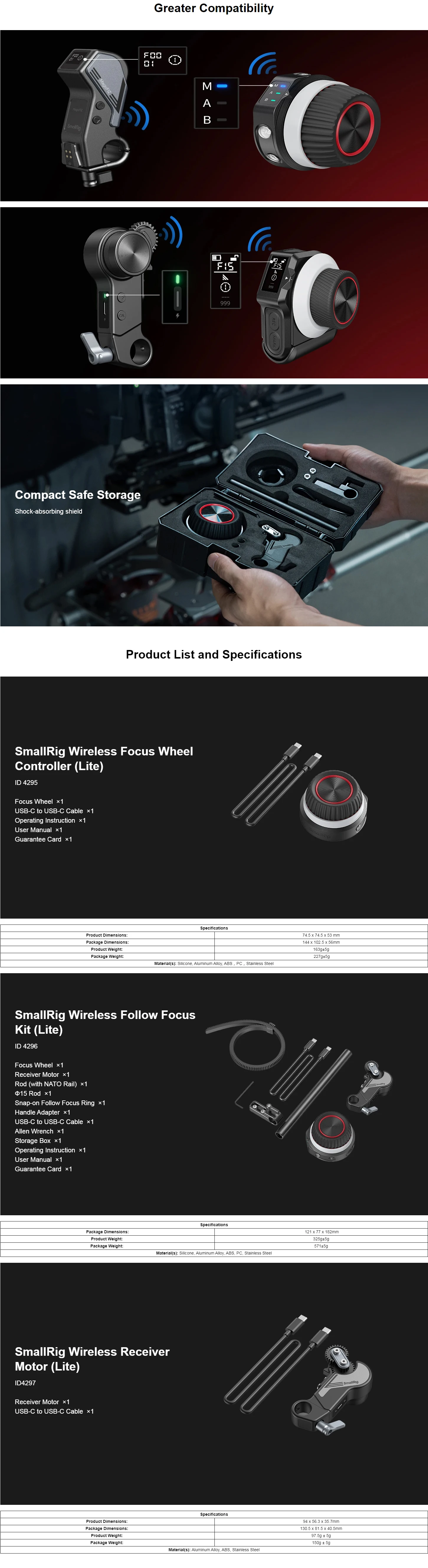 Description Picture 3 of itemSmallRig 4295 Wireless Handwheel Controller (Lite) 4296 Wireless Follow Focus Kit (Lite) 4297 Wireless Receiver Motor (Lite)