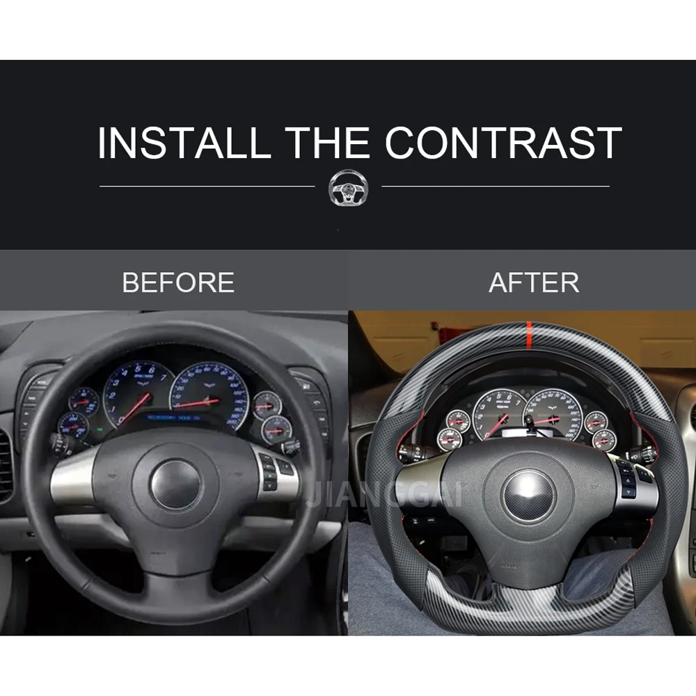 Car Leather Print Carbon Fiber Racing Steering Wheel Racing SPORT For Chevrolet Corvette C6 2009 2010 2011 2013 2014