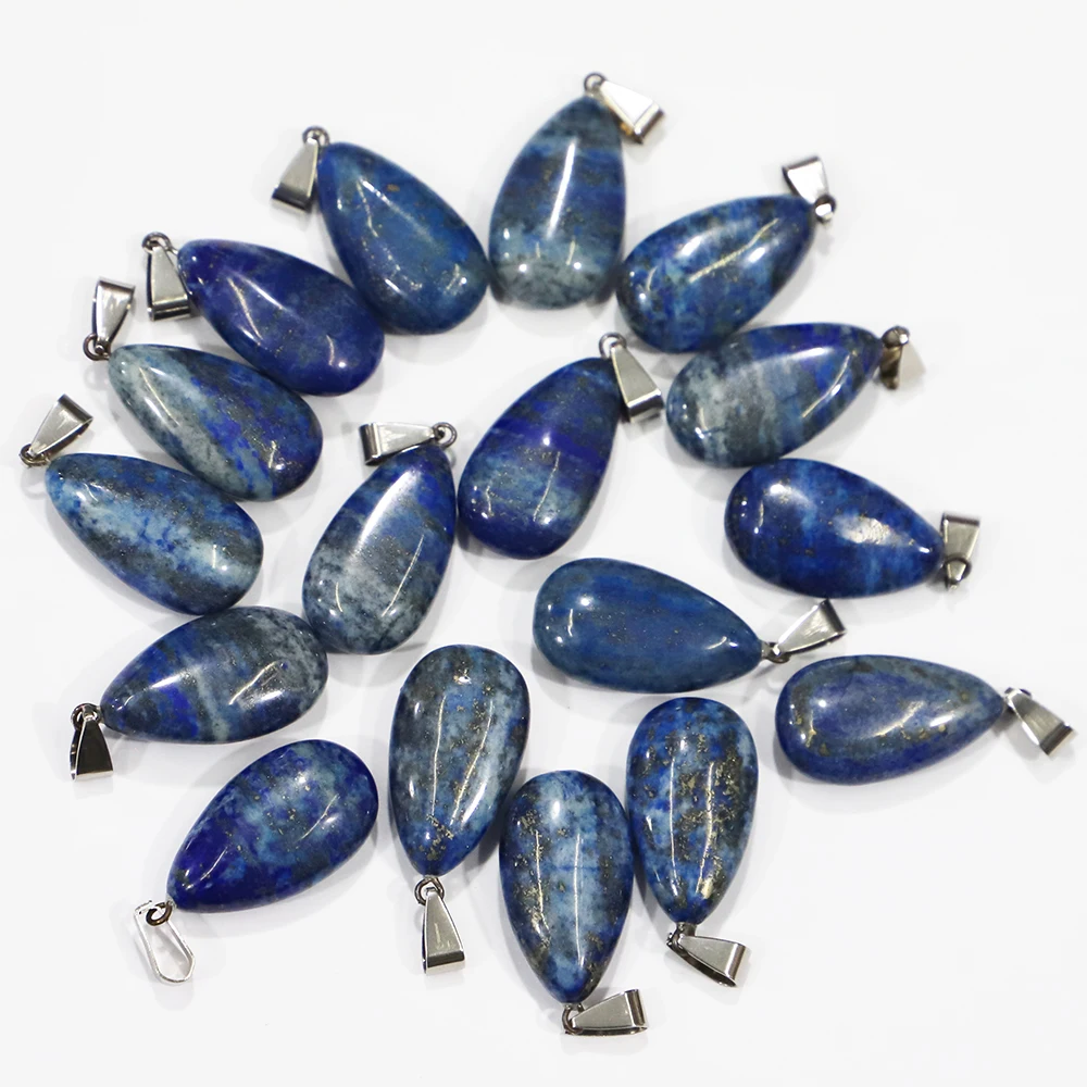 

Free Shipping Natural Round Water Drop Lapis Lazuli Necklace Pendant Retro Style Fashion Jewelry Accessories Wholesale 10Pcs/Lot