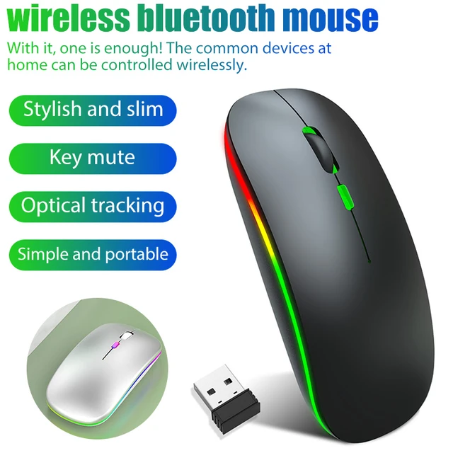 Tablet Phone Computer Bluetooth Wireless Mouse ricarica Mouse Wireless USB  luminoso 2.4G Mouse portatile per Computer portatile - AliExpress