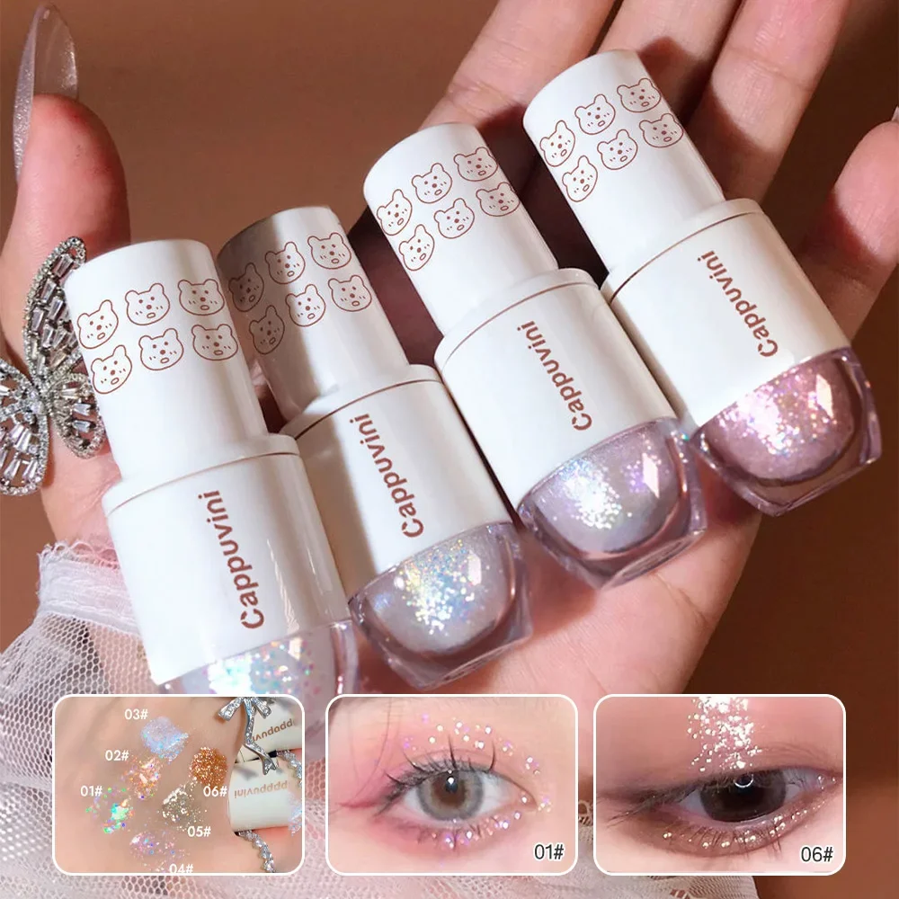 Cappuvini Liquid Eyeshadow High-Gloss Shiny Mermaid Pearl Tears Brightening Glitter Highlighter Quick Drying Eyeliner Makeup 2