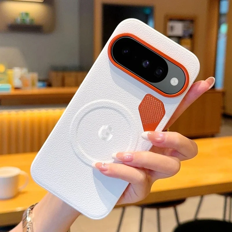 Premium Business PU Leather Phone Case with MagSafe and Alloy Lens Protection